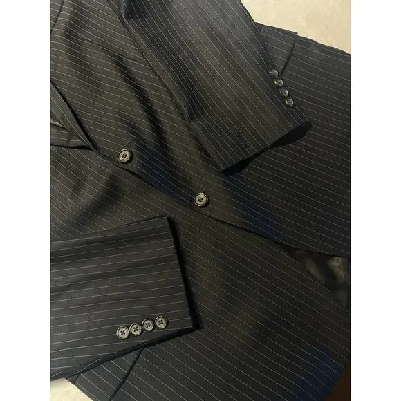 Ralph Lauren LRL Mens 42L 40x30 Black Stripe 2 Piece Suit Note - Picture 6 of 16